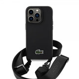 Lacoste iPhone 15 Pro -suojakuori Petit Pique Logo Strap, musta