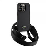Lacoste iPhone 15 Pro -suojakuori Petit Pique Logo Strap, musta
