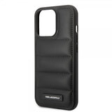 Karl Lagerfeld iPhone 15 Pro -suojakuori Quilted Nylon Puffy Case Logo Plate, musta