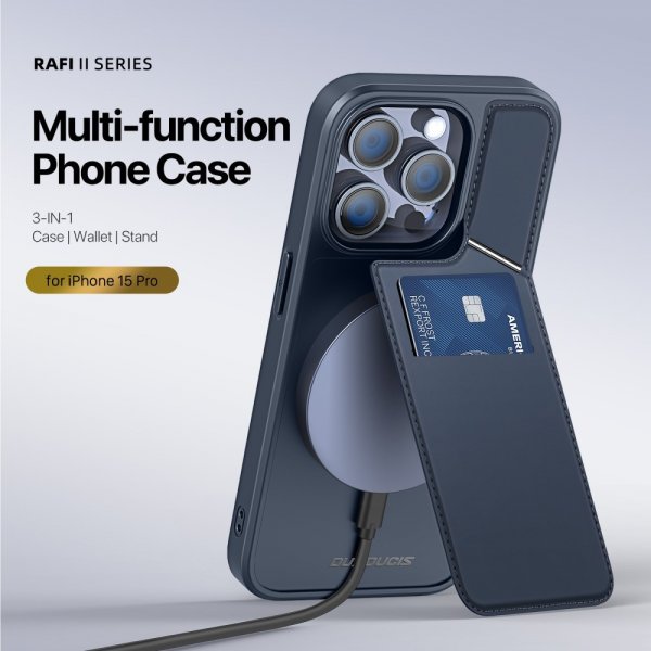 Dux Ducis iPhone 15 Pro -kuori Rafi II Series MagSafe Sininen