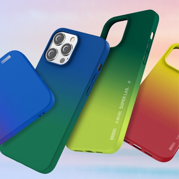 X-Level iPhone 15 Pro -kuori Rainbow Series sininen