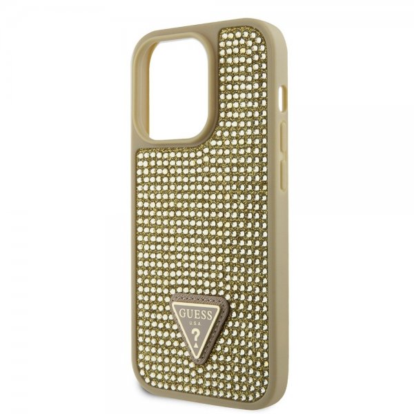 Guess iPhone 15 Pro Kuori Rhinestone Kulta