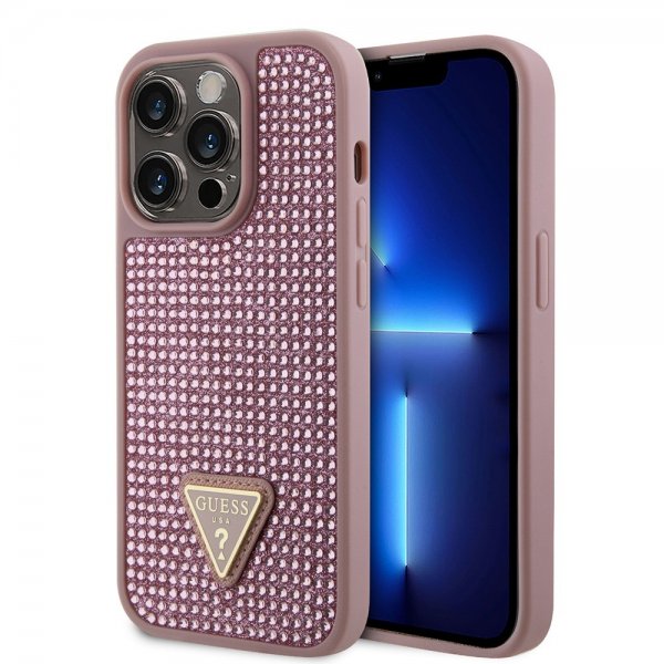 Guess iPhone 15 Pro kuoret Rhinestone Pink