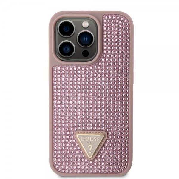 Guess iPhone 15 Pro kuoret Rhinestone Pink