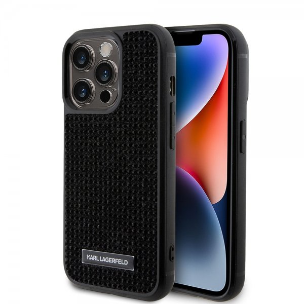 Karl Lagerfeld iPhone 15 Pro Rhinestone Suojakuori Musta