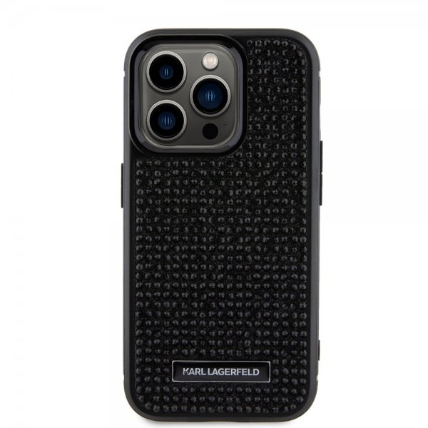 Karl Lagerfeld iPhone 15 Pro Rhinestone Suojakuori Musta