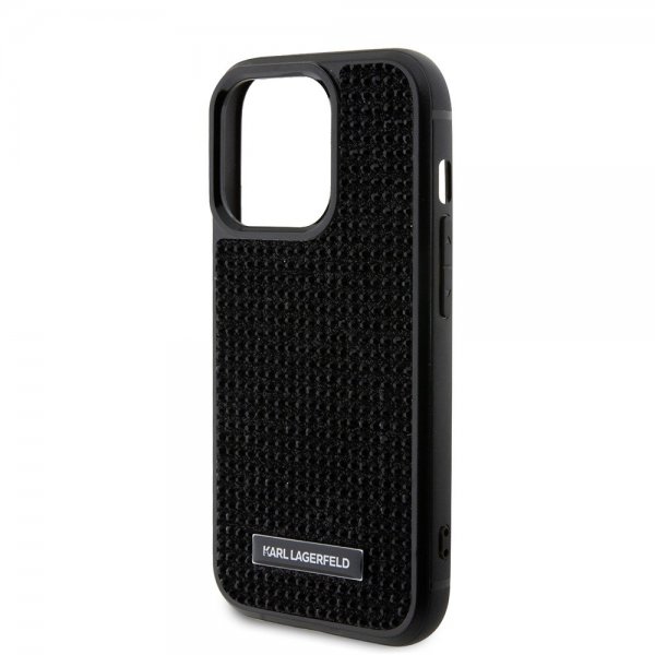 Karl Lagerfeld iPhone 15 Pro Rhinestone Suojakuori Musta