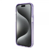 Guess iPhone 15 Pro Kuori Ring Stand Glitter MagSafe Violetti