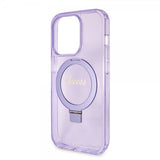 Guess iPhone 15 Pro Max Kuori Sormusteline Glitter MagSafe Violetti