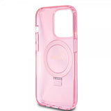 Guess iPhone 15 Pro -kuori Ring Stand Glitter MagSafe Rose