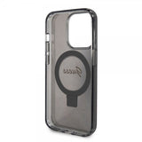 Guess iPhone 15 Pro Kuori Sormusteline Glitter MagSafe Musta
