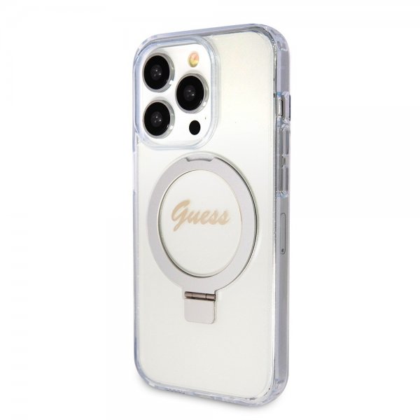 Guess iPhone 15 Pro Kuori Sormusteline Glitter MagSafe Läpinäkyvä