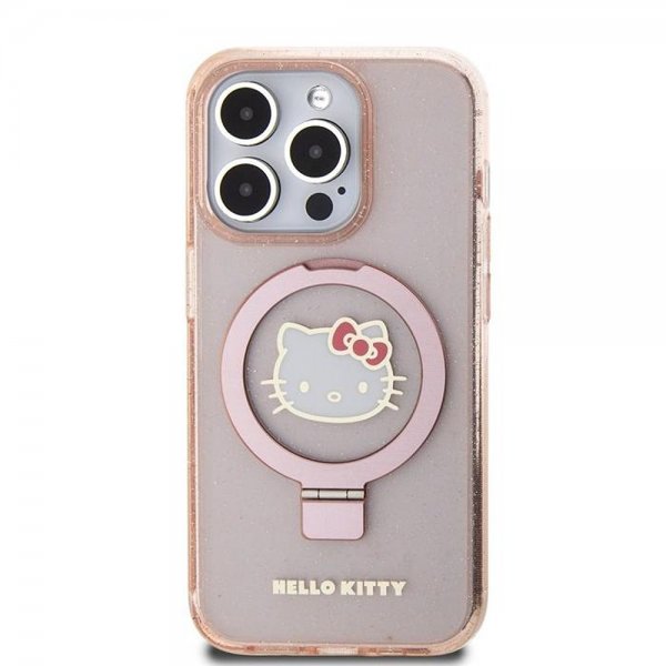 Hello Kitty iPhone 15 Pro -kuori rengastelineellä MagSafe pinkki
