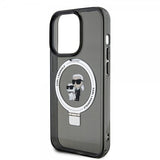 Karl Lagerfeld iPhone 15 Pro Kuori Ring Stand MagSafe Musta