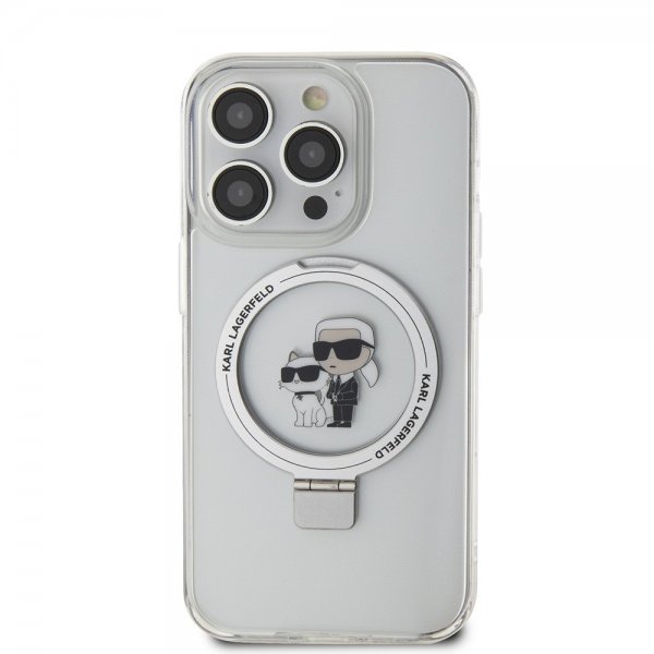 Karl Lagerfeld iPhone 15 Pro Kuori Ring Stand MagSafe Valkoinen