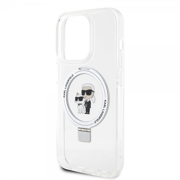 Karl Lagerfeld iPhone 15 Pro Kuori Ring Stand MagSafe Valkoinen