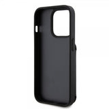 Karl Lagerfeld iPhone 15 Pro -suojakuori, Saffiano, korttipaikat ja teline, musta