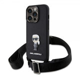 Karl Lagerfeld iPhone 15 Pro Kuori Saffiano Crossbody Musta