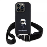Karl Lagerfeld iPhone 15 Pro Kuori Saffiano Crossbody Musta