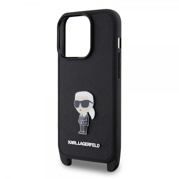 Karl Lagerfeld iPhone 15 Pro Kuori Saffiano Crossbody Musta