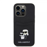 Karl Lagerfeld iPhone 15 Pro Kuori Saffiano Double Cardslot Musta