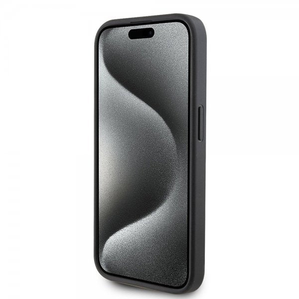 Karl Lagerfeld iPhone 15 Pro Kuori Saffiano Double Cardslot Musta