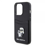 Karl Lagerfeld iPhone 15 Pro Kuori Saffiano Double Cardslot Musta
