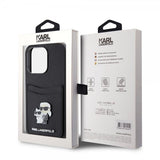 Karl Lagerfeld iPhone 15 Pro Kuori Saffiano Double Cardslot Musta