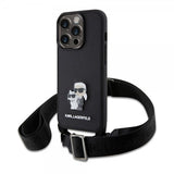 Karl Lagerfeld iPhone 15 Pro -kuori Saffiano Karl & Choupette Crossbody musta