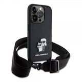 Karl Lagerfeld iPhone 15 Pro -kuori Saffiano Karl & Choupette Crossbody musta