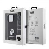 Karl Lagerfeld iPhone 15 Pro -kuori Saffiano Karl & Choupette Crossbody musta