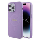 Guess iPhone 15 Pro Saffiano MagSafe -kuori Violetti