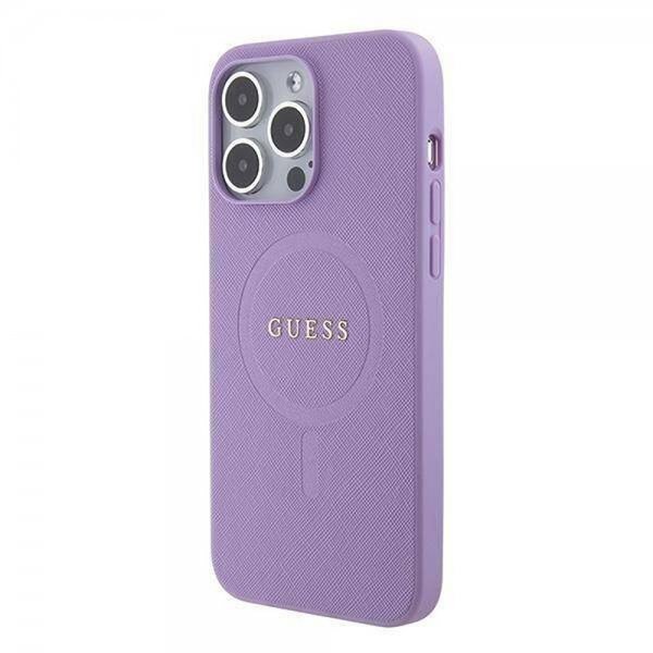 Guess iPhone 15 Pro Saffiano MagSafe -kuori Violetti