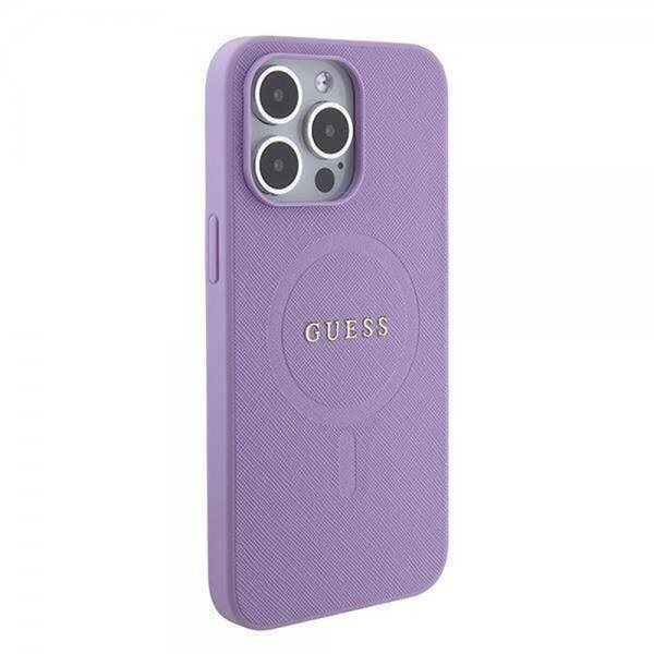 Guess iPhone 15 Pro Saffiano MagSafe -kuori Violetti