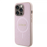 Guess iPhone 15 Pro -kuori Saffiano MagSafe - Vaaleanpunainen