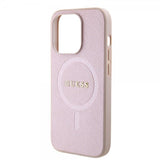 Guess iPhone 15 Pro -kuori Saffiano MagSafe - Vaaleanpunainen