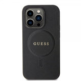 Guess iPhone 15 Pro Saffiano MagSafe -suojakuori, musta