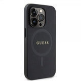 Guess iPhone 15 Pro Saffiano MagSafe -suojakuori, musta