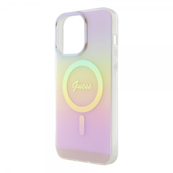 Guess iPhone 15 Pro -kuori Script MagSafe, vaaleanpunainen