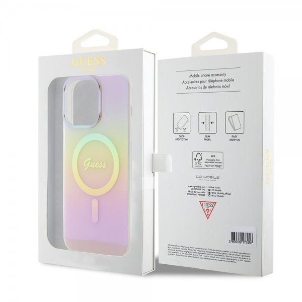 Guess iPhone 15 Pro -kuori Script MagSafe, vaaleanpunainen