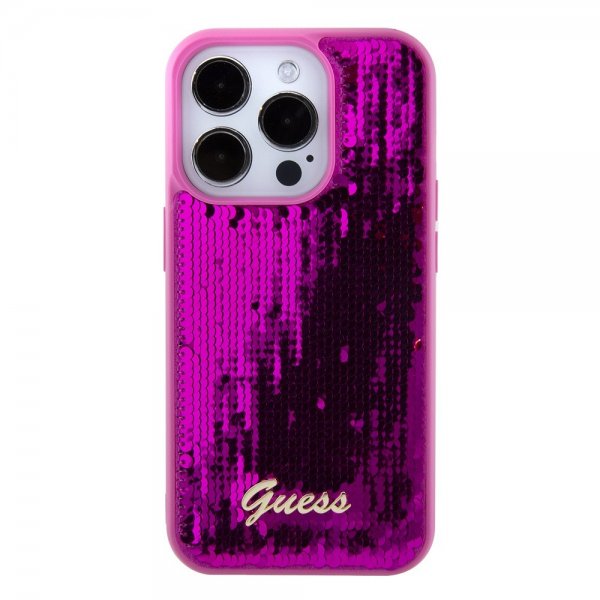 Guess iPhone 15 Pro -kuori Sequin Fuschia