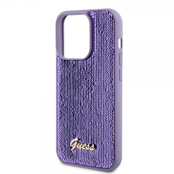 Guess iPhone 15 Pro -kuori, Sequin, violetti
