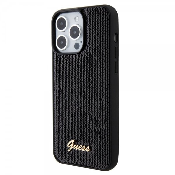 Guess iPhone 15 Pro Kuori Sequin Musta