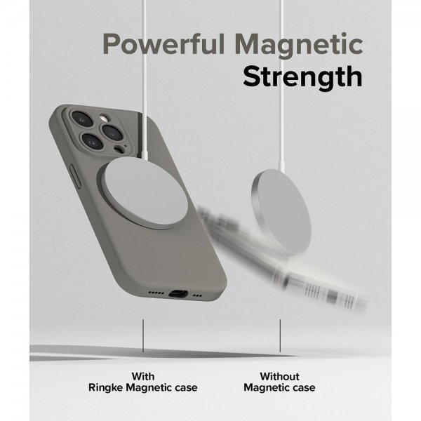 Ringke iPhone 15 Pro -silikonisuojakuori Magneettinen Harmaa