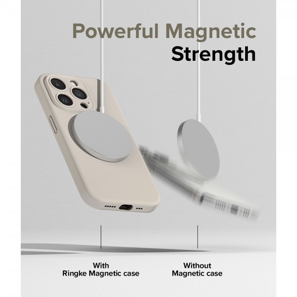 Ringke iPhone 15 Pro -silikonisuojakuori magneetilla Stone