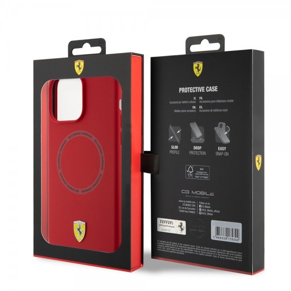 Ferrari iPhone 15 Pro -silikonisuojakuori MagSafe - punainen