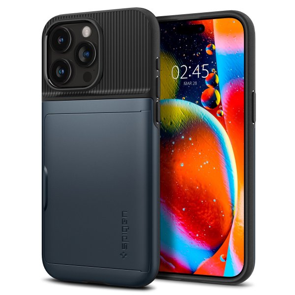 Spigen iPhone 15 Pro -suojakuori Slim Armor CS Metal Slate