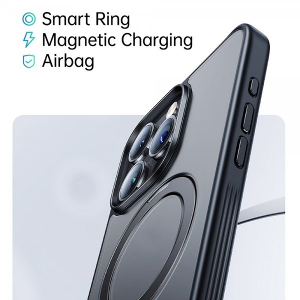 Baseus iPhone 15 Pro -suojakuori, Smart Ring -sarja, MagSafe, musta
