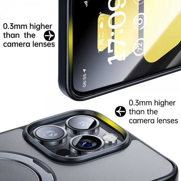 Baseus iPhone 15 Pro -suojakuori, Smart Ring -sarja, MagSafe, musta