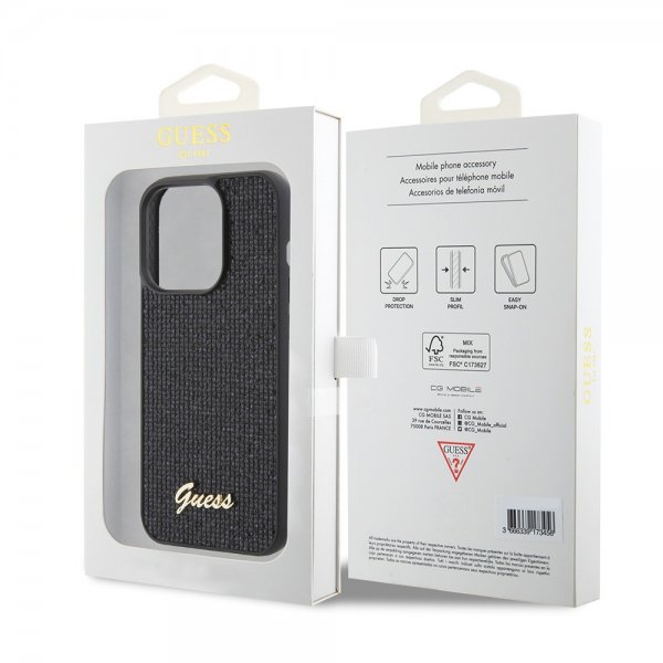 Guess iPhone 15 Pro -suojakuori, Square Mirror, musta